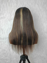 {DERNIÈRE-PIÈCE-EN-LIQUIDATION} Perruque Frontale Yaki Highlight en Cheveux Naturels Bruts avec Dentelle HD 13x6
