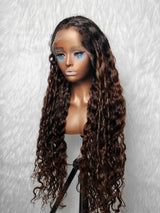 {DERNIÈRE-CHANCE} Perruque Lace Front 360 HD 360 sans nœuds, avec bordure ondulée indienne Ombre et cheveux humains naturels, de la marque Lagos Hairline.