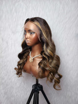 13x6 Knot-Free/9x6 Drawstring Human Hair Caramel Mocha Highlight Body Wave Wig