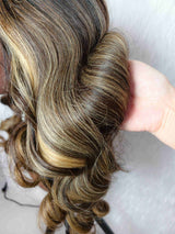 13x6 Knot-Free/9x6 Drawstring Human Hair Caramel Mocha Highlight Body Wave Wig