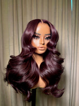 Perruque à Cheveux Humains, Coupe Dégradée, Dentelle Frontale 13x4|13x6, Joli Bordeaux Foncé