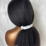 Perruque de cheveux humains raides crépus, sans nœuds, à fonte de la peau, entièrement en dentelle, pré-épilée