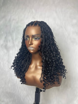 {DERNIÈRE-PIÈCE-EN-STOCK} Perruque Lace Front Tressée sans Nœuds Boho en Cheveux Humains et Synthétiques Skin Melt