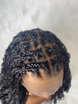 {DERNIÈRE-PIÈCE-EN-STOCK} Perruque Lace Front Tressée sans Nœuds Boho en Cheveux Humains et Synthétiques Skin Melt