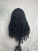 {DERNIÈRE-PIÈCE-EN-STOCK} Perruque Lace Front Tressée sans Nœuds Boho en Cheveux Humains et Synthétiques Skin Melt