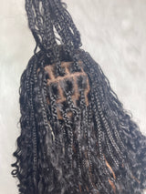 {DERNIÈRE-PIÈCE-EN-STOCK} Perruque Lace Front Tressée sans Nœuds Boho en Cheveux Humains et Synthétiques Skin Melt