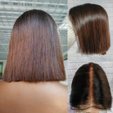 {Vente Éclair} Perruque Lace Front Sans Colle 13x6 Bonnet Ajusté Oreilles Effilées 250% Densité Effet Peau Ombrée Coupe Carrée