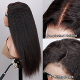 Perruque frontale en cheveux humains Kinky Skin Melt 360 Lace 4C Edge avec sangle invisible ajustable