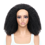 Demi-perruque réversible avec cordon de serrage, cheveux humains crépus afro, sans colle