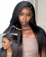 Perruque Cheveux Humains Raides Crépu Lace Skin Melt 5x5/13x6 Bonnet Air Amélioré Sans Nœuds