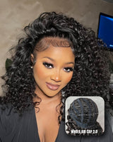 Perruque de cheveux humains en dentelle fondue Air Cap KNOT-FREE 5x5/13x6 Water Wave Bob améliorée