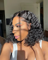 Perruque de cheveux humains en dentelle fondue Air Cap KNOT-FREE 5x5/13x6 Water Wave Bob améliorée