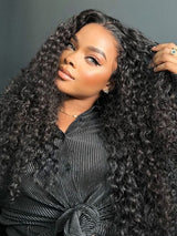{Soldes monstres} Perruque frontale Deep Wave 13x6 en cheveux humains avec dentelle transparente, densité 250 %