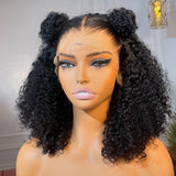 Perruque carrée bouclée 13x6, densité 250%, pré-épilée, cheveux humains, lace front
