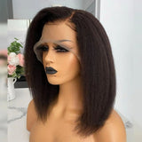 Basia | Perruque Lace Front coupe au carré, cheveux humains, closure Kinky Straight, pré-épilée, partie en C