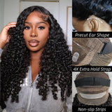 Perruque Invisible Strap 360 Skin Melt Lace 2.0 Cheveux Humains Precut Lace Sans Noeuds Perruque Frontale Boucles Birmanes