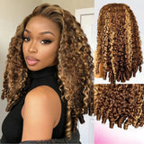 {Vente Flash} Perruque Lace Transparente 4x4/13x4 250% Cheveux Humains Birmans Bouclés avec Mèches