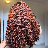Perruque bouclée birmane pré-épilée 13x4/13x6 en cheveux naturels Ginger Highlight avec dentelle frontale