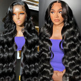 {Soldes exceptionnelles} Perruque Lace Frontal 360 à bretelles invisibles, 250 % cheveux humains, ondulation naturelle