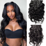 Extensions de cheveux à clipser en PU sans couture Ultra Thin Body Wave en cheveux humains vierges