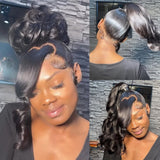 Perruque Invisible Strap 360 Skin Melt Lace Wig 2.0 en dentelle pré-coupée sans nœuds Cheveux Humains Frontal Perruque Body Wave