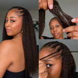 Extensions de Cheveux Humains Raides Crépu Marron Tressés au Crochet Plume Douce