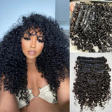 Extensions de cheveux ultra-fines à boucles birmanes sans démarcation avec clips en PU, trames de cheveux humains vierges