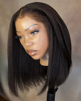 Ciani | Perruque Lace Frontale 13x4 Cheveux Humains Lisses Yaki Légers BOB | Bord Doux