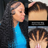 SANS NŒUDS - Perruque frontale en cheveux humains pré-épilée avec dentelle 13x6 effet peau | Bouclée