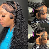 SANS NŒUDS - Perruque frontale en cheveux humains pré-épilée avec dentelle 13x6 effet peau | Bouclée