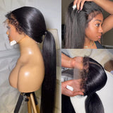 {Vente Flash} Perruque Lace Front Raide Cheveux Humains Bords Ondulés 13x4|13X6