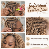 Extensions de Cheveux Humains Blonds Miel Tressés au Crochet Plume Douce