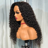 {50 % de réduction} Perruque mi-tête 3 en 1 avec cordon de serrage, 180 % de densité, boucles birmanes, perruques en cheveux humains sans colle