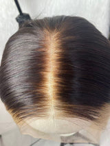 {LAST-PIECE-CLEARANCE} 9x6 Ombre Blonde Fitted Skin Melt Lace Straight Bob Drawstring Human Hair Wig