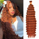 Extension de cheveux humains en vrac couleur gingembre pour tressage sans nœuds boho, ondulation profonde