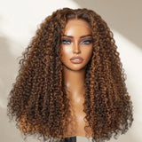 13x4/13x6 Ombre Highlight Curly Pre-Plucked Human Hair Lace Frontal Wig