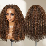 13x4/13x6 Ombre Highlight Curly Pre-Plucked Human Hair Lace Frontal Wig