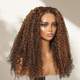 13x4/13x6 Ombre Highlight Curly Pre-Plucked Human Hair Lace Frontal Wig