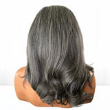 Perruque Lace Front Ondulée Cheveux Humains Poivre et Sel 13x4/5x5