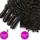 Tissages de cheveux humains de haute qualité Extension de cheveux bouclés birmans avec pointes spiralées