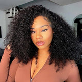Demi-perruque réversible avec cordon de serrage, cheveux humains crépus afro, sans colle