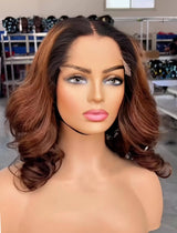 Perruque frontale ondulée en dentelle Skin Melt 13x6, préformée en M, Lagos Hairline, Ombré brun miel