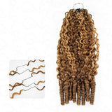 Extensions de cheveux humains frisés birmans tressés au crochet plume douce avec mèches