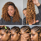 Extensions de cheveux humains frisés birmans tressés au crochet plume douce avec mèches