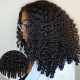 Perruque Naturelle à Cordon V, Sans Colle, Cheveux Humains, Boucles Birmanes avec Pointes Spirales