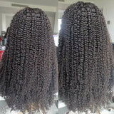 {Vente Flash} Perruques à Cheveux Humains Kinky Curly avec Fermeture en Dentelle Suisse Invisible, Sans Colle, Prédécoupées