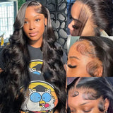 {Vente Flash} Perruque Lace Transparente 4x4/13x4, Densité 250%, Cheveux Humains, Ondulée (Body Wave)