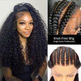 Perruque en cheveux humains naturelle indétectable sans nœuds avec boucles birmanes