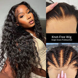 SANS NŒUDS - Perruque frontale en cheveux humains pré-épilée avec dentelle 13x6 effet peau | Ondulée lâche