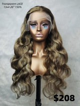 {DERNIÈRE-PROMOTION} Perruque Lace Front Wavy Cheveux Naturels Dentelle Transparente Blonds Méchés